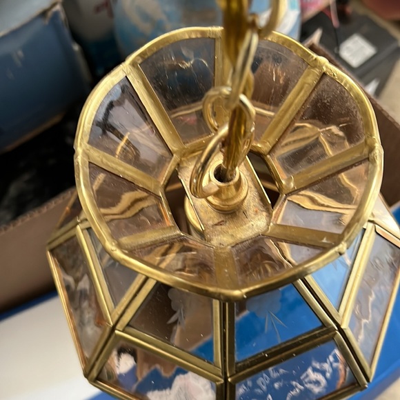 Vintage Hangging Ceiling Light Glass And Metal - Picture 11 of 14